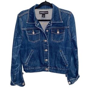 Vintage Express Jean Jacket Womens Medium Denim Trucker Pockets 90s Y2K Blue